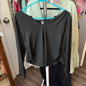 SHEIN Black Ruched Long Sleeve Top